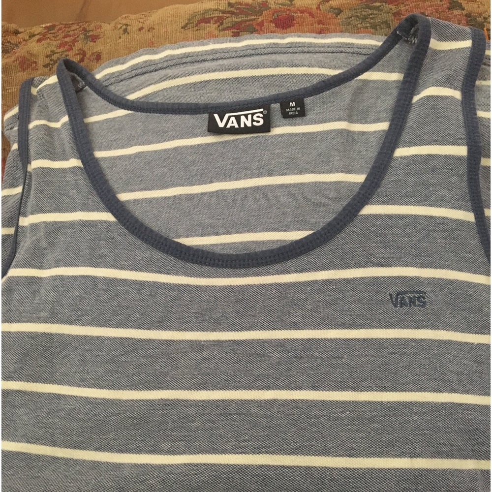 Vans Men’s Striped Cotton Twill Tank Blue/White *Size M*